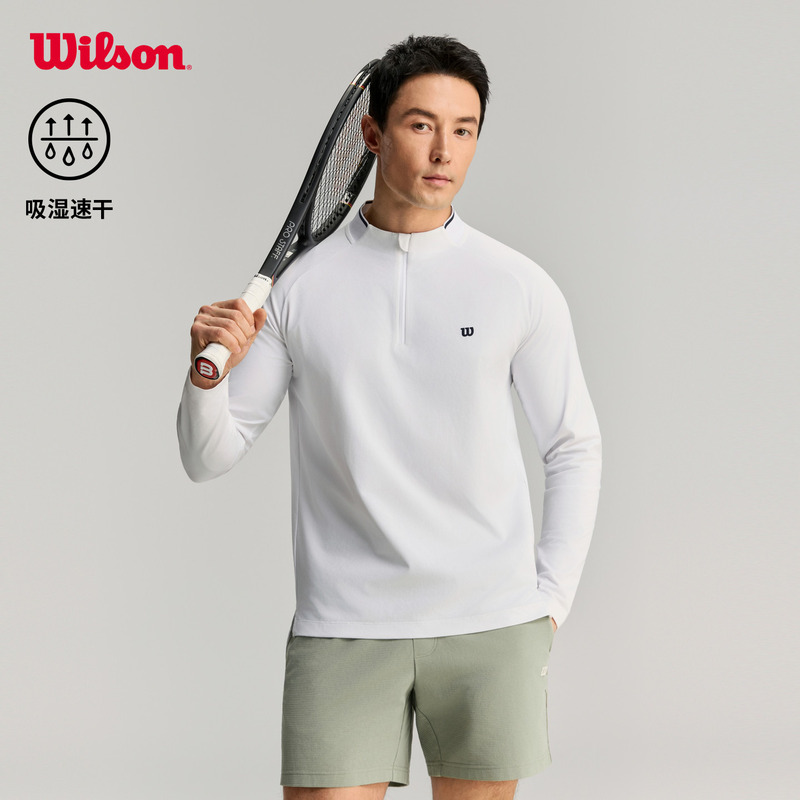 Wilson Wilson's 26Th Autumn Men's Moisture-Absorbing Quick-Drying Lightweight Elastic Fashion Half-Zip Tennis Long-Sleeve T-Shirt Wilson Wilson's 26Th Autumn Men's Moisture-Absorbing Quick-Drying Lightweight Elastic Fashion Half-Zip Tennis Long-Sleeve T-Shirt