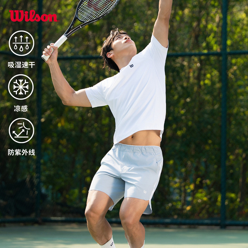 Wilson Wilson's 26Th Summer New Men's Moisture-Absorbing, Quick-Drying, Breathable Tennis Sports Running Short-Sleeved T-Shirt Wilson Wilson's 26Th Summer New Men's Moisture-Absorbing, Quick-Drying, Breathable Tennis Sports Running Short-Sleeved T-Shirt