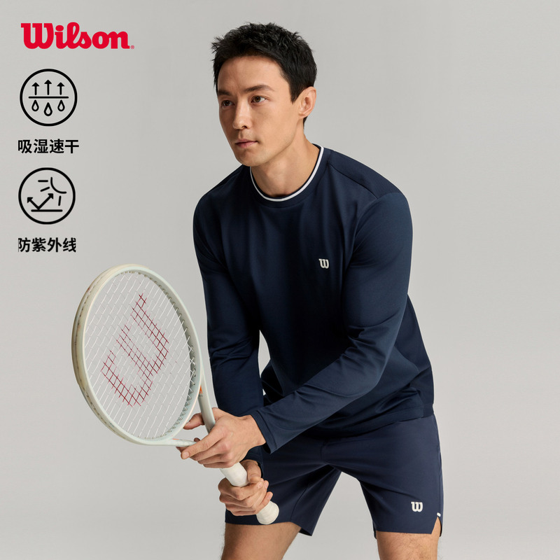 Wilson Wilson's 26Th Spring New Men's Moisture-Absorbent Quick-Drying Round-Neck Breathable Tennis Sports Long-Sleeved T-Shirt