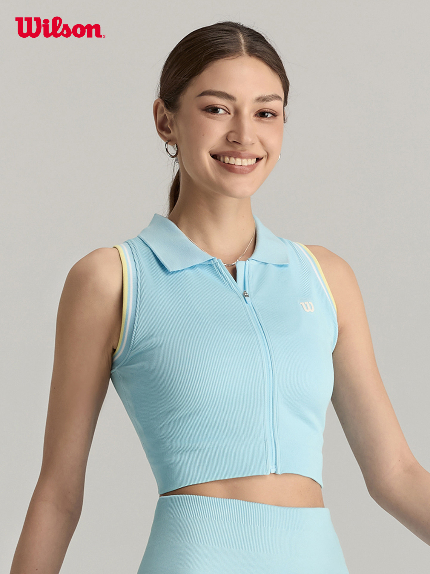 Wilson Official Summer Women's Seamless One-Piece Woven Sports Slim-Fit Stretch Tennis Vest