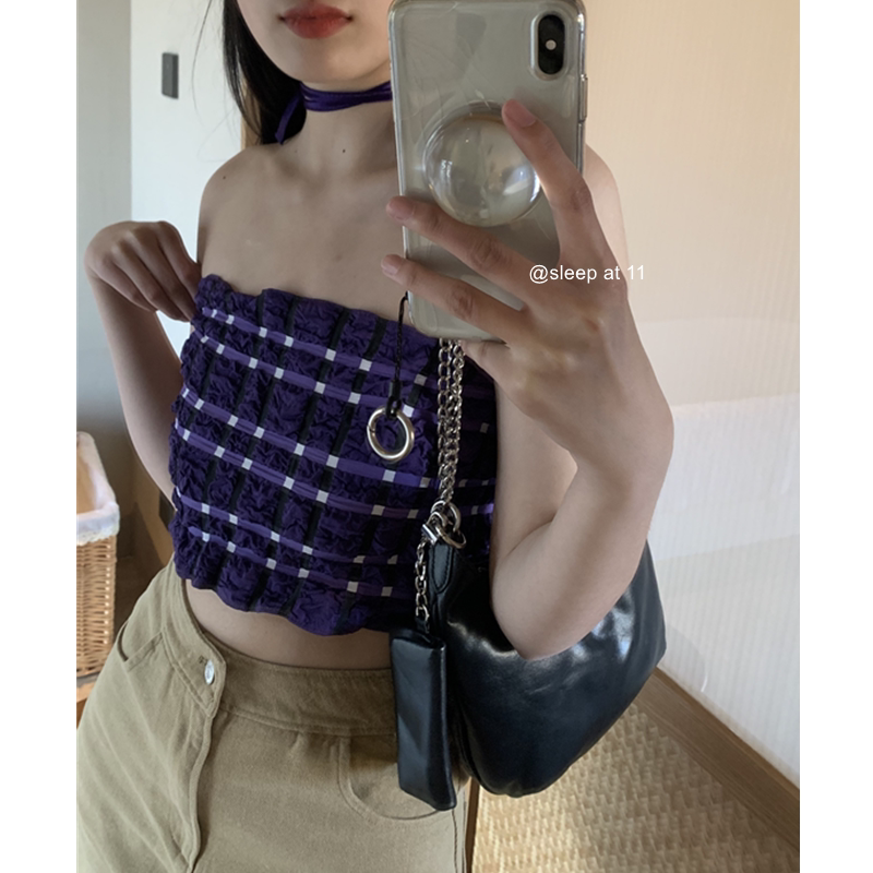 Sleep at 11 Write your name 2022 Summer new strap Design Wrap Chest blouse Women