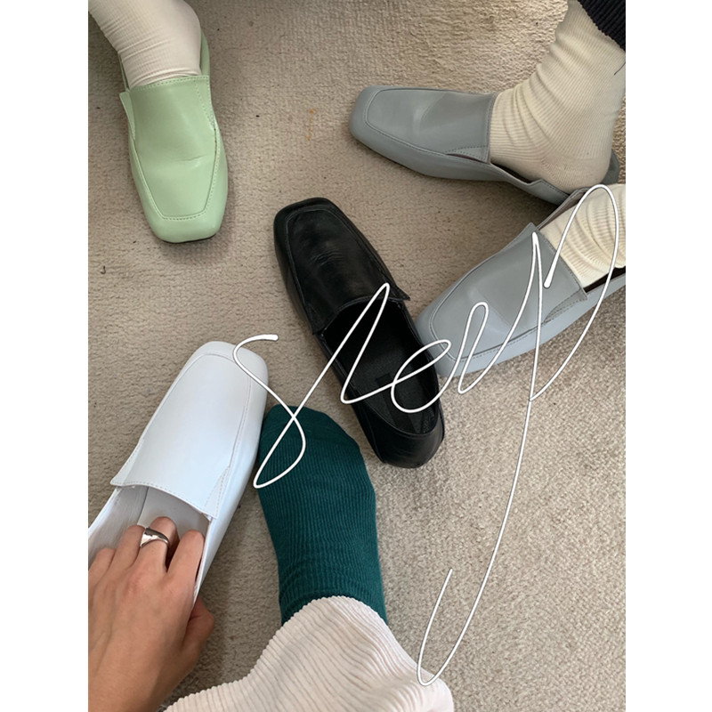 Sleep at 11 with 2021 new simple Joker comfortable solid color shoes square head lazy shoes