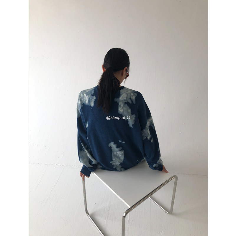 Sleep at 11 Dyed Sweatshirt Woman Loose Korean Version Fall Temperament Fashion Casual Pants Foreign Pie Two-piece Style Suit