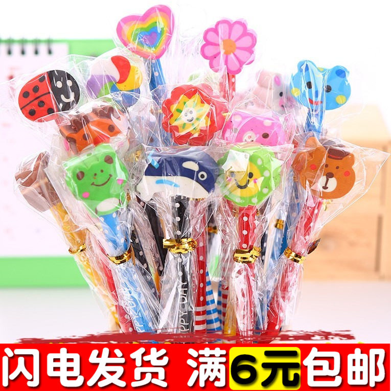 Pencil children's school supplies primary school students prize gifts hb creative cute cartoon with eraser stationery wholesale