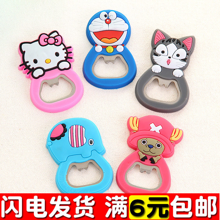 Creative Cartoon Silicone Open Wine Bottle Opener Multifunction Wine Bottle Starter Beer Bottle Opener Cute Fridge Sticker