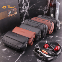 Portable leather two-position pipe bag tobacco bag smoking accessories storage clutch bag
