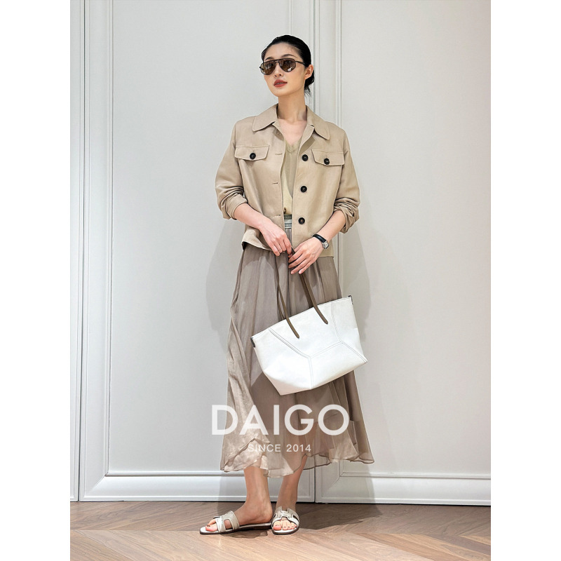 Big Fruit Store【Santorini Jacket】Bc Limited Edition Luxury Imported Gold Linen Silk Coat