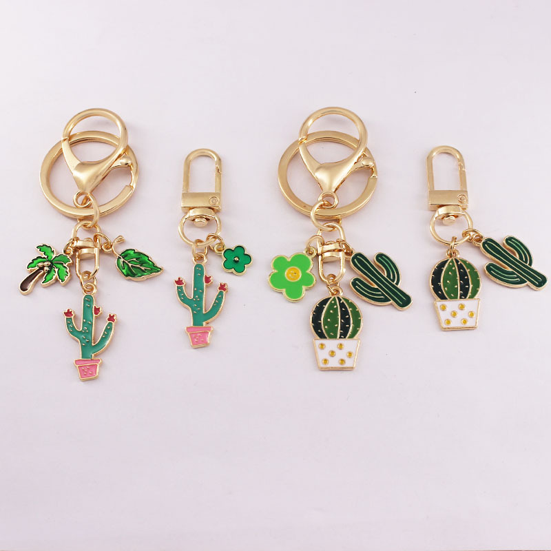 Cross-Border Cartoon Cactus-Shaped Keychain Creative Potted Succulent Plant Alloy Jewelry Small Gift Pendant Cross-Border Cartoon Cactus-Shaped Keychain Creative Potted Succulent Plant Alloy Jewelry Small Gift Pendant