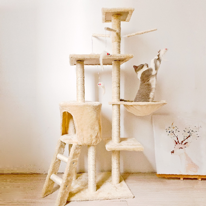 Cat rack cat climbing frame cat nest cat tree integrated winter Net red cat climbing frame through Sky column jumping platform grab column large toy