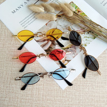 Children sun glasses tide retro boys and girls sunglasses children round sunglasses personality Baby shape glasses