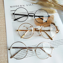 Childrens retro glasses frame with lenses cute childrens glasses round frame boys and girls baby windproof flat mirror