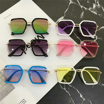 Tide retro box childrens glasses boys sunglasses female girls Street shooting comfortable baby sun glasses