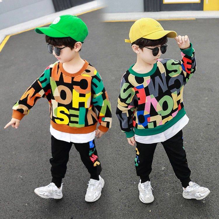 Boys Spring and Autumn Casual Suit 2022 New Net Red Boys Korean Version Spring Sweater Sports Two-piece Set Handsome