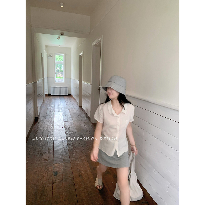 Li Li Taro 2026 New Slim-Fit Pure Desire Short White Shirt Blouse Women's Top Summer