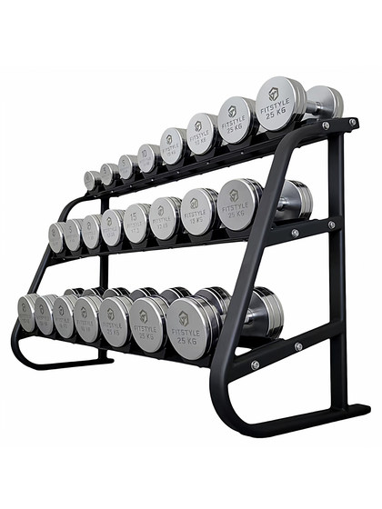 Pure steel fixed electroplated dumbbell commercial personal trainer home gym double three-layer dumbbell rack set delivered to your door