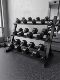 Six Sets of 2.5~15.3kg-Tier Dumbbell Racks, Model House Mezzanine Floor Decoration Design, Fitness Equipment