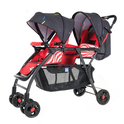 Детская складная двойная коляска с сидением для близнецов