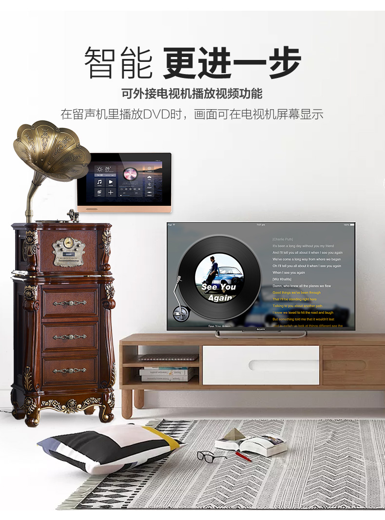 kim đĩa than audio technica Máy ghi âm Otino 878 máy ghi âm vinyl retro phòng khách phòng khách châu Âu máy ghi âm stereo stereo loa lớn đầu đĩa than technics