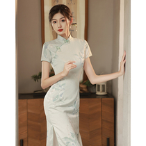 High end gas quality light and luxurious amélioré qipao women 2024 Summer new Chinese style National wind display slim cover with dress