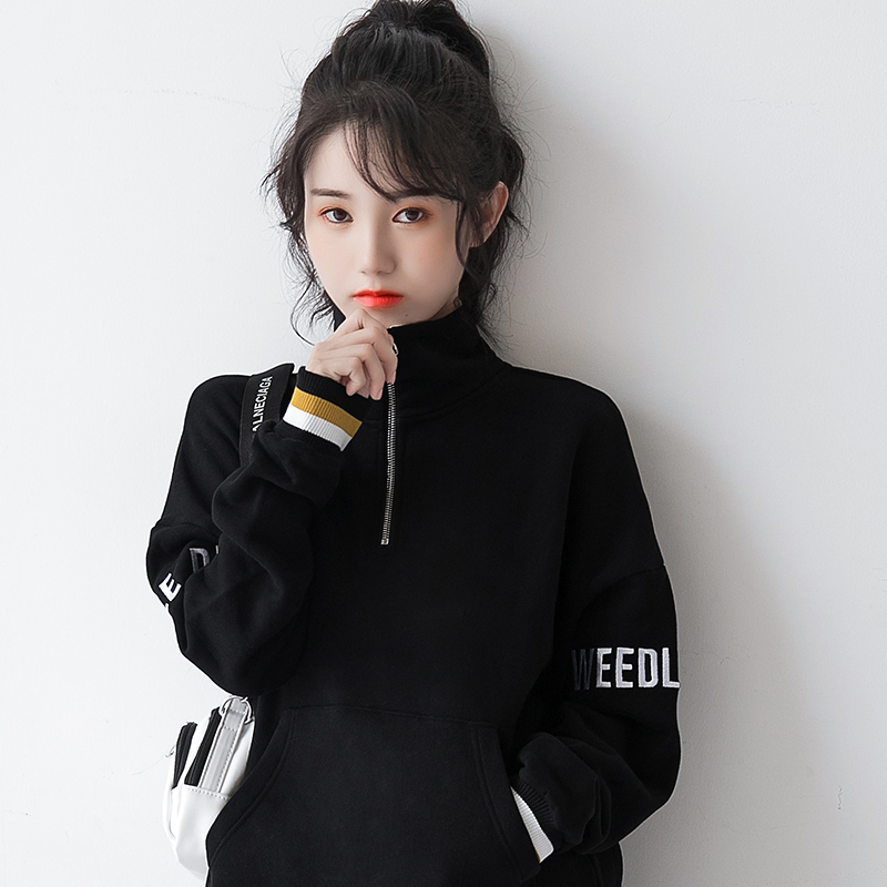 Tide Card 2022 Spring Autumn New Coat Girls Han Edition Loose half-laced jacket Head baseball clothes bf Hong Kong Wind blouses