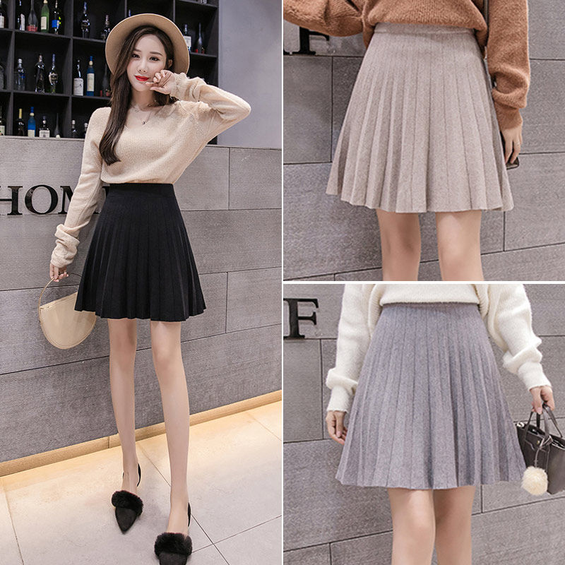 Tide Card Knit Half Body Skirt Woman 2021 Fall Korean version Pepperplexskirt Skirt High Waist Display Slim Fashion A word skirt Short skirt