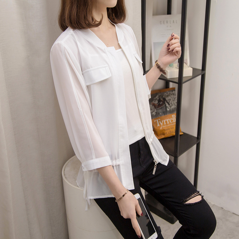 Hong Kong tide brand plus size 2022 spring summer new foreign gas zipper long sleeve top women loose versatile slim shirt woman