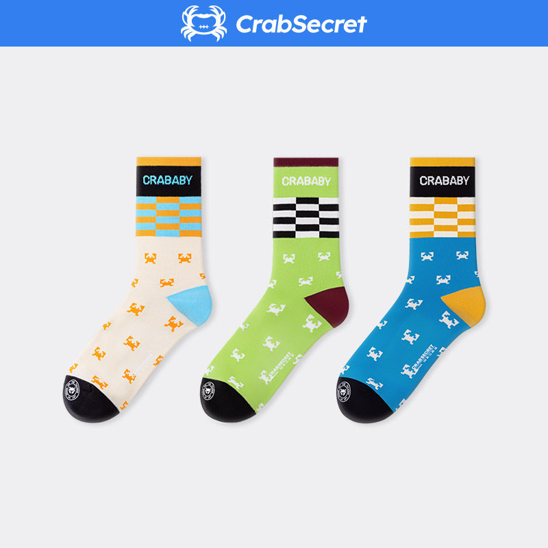 Crab Secret Socks Lady Spring Fall in the middle of the box Sox in the Chains Chaochio in the middle of the stockings The stockings of the stockings Sox 100 lap 3 Double