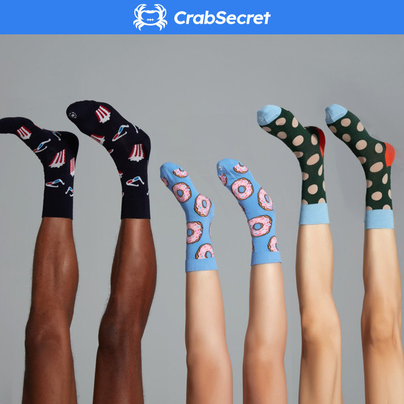 3 Double loaded crab Secret socks male and female middle cylinder cotton socks Long Sox Daily printed couple Chaostocking Youth