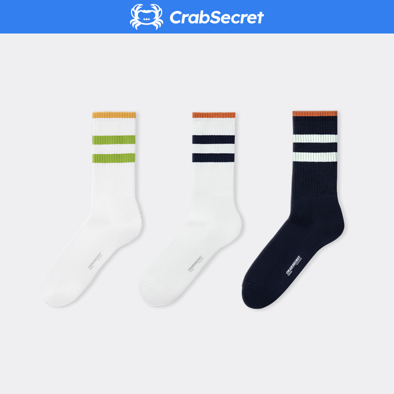 Crab secret sports couple in tide cotton socks in spring and summer tennis socks 3 pairs
