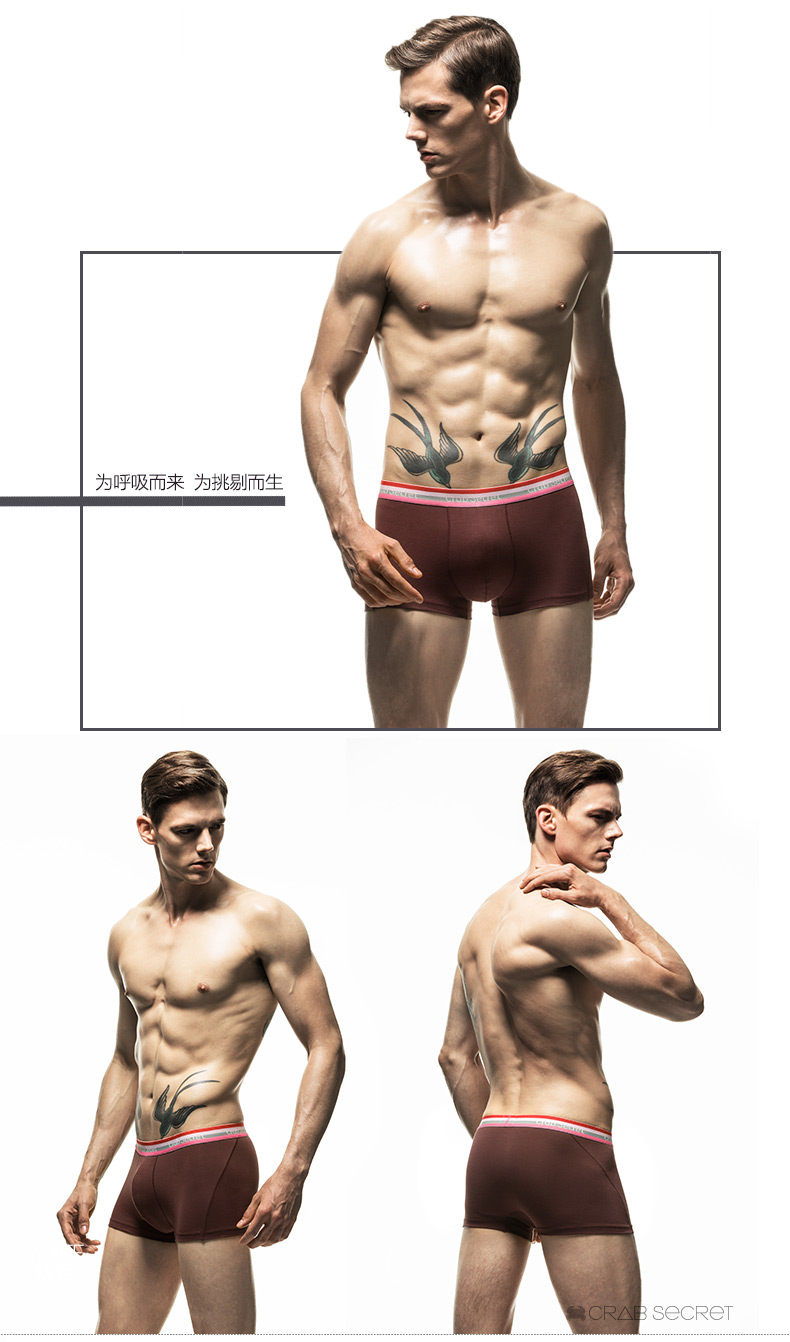 Crab Secret Quần lót nam Cotton Đồ lót nam Boxers Thanh niên Thể thao Sexy Quần thoáng khí Góc quan xi