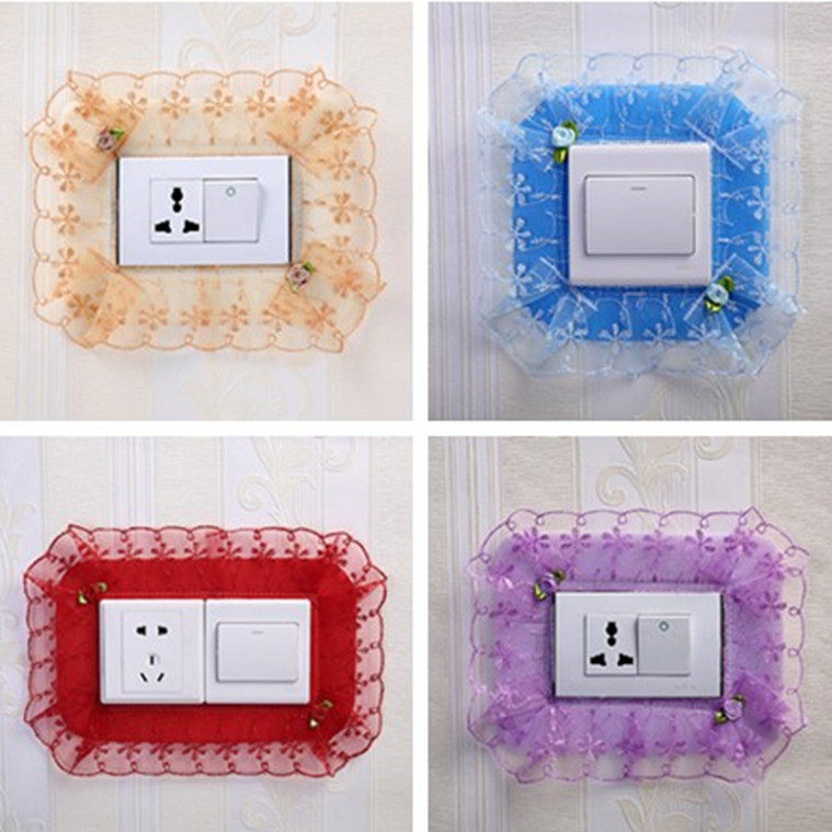 Lace switch wall sticker switch protective sleeve socket decorative sleeve double switch three-open 118 fabric switch sticker dust jacket