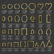 Manicure Hollow Jewelry Oval Triangle Rectangular Golden Jewelry Japanese Geometric Frame Circle Rivet Patch