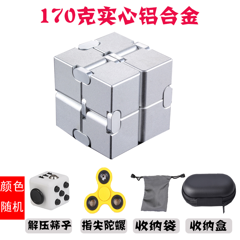 Decompressed Thever Fingers Decompression Venting Black Tech Shake Small Toy Alloy Infinite Cube Creative Resistance To Anxiety Shake