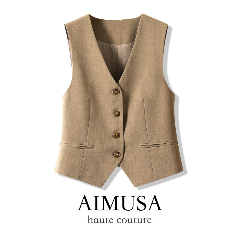 Aimusa 26 Spring/Summer Old Money Style Suit Vest for Women 2026 Spring New Sleeveless Vest Layered Wear