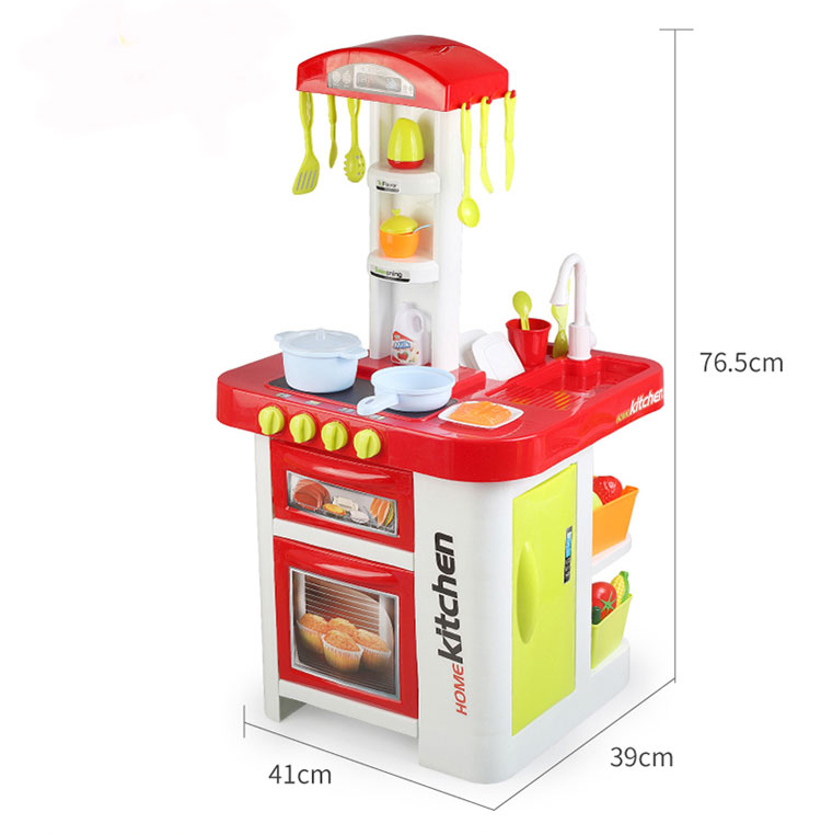 Trẻ em chơi nhà đồ chơi nhà bếp bé trai và bé gái nấu ăn dụng cụ nhà bếp cắt trái cây đặt giỏ hàng siêu thị đồ chơi em bé