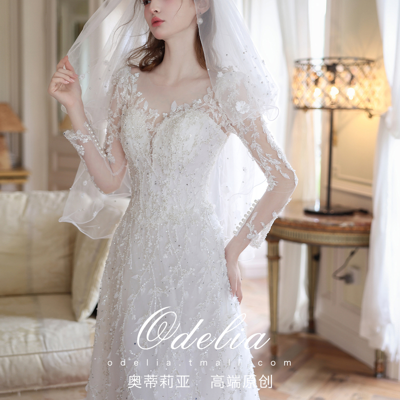 Odelia《Thousand Summers》2026 New Autumn and Winter Vintage Long-Sleeved Bridal Light Wedding Dress High-End Dressing Gown for Women Odelia《Thousand Summers》2026 New Autumn and Winter Vintage Long-Sleeved Bridal Light Wedding Dress High-End Dressing Gown for Women
