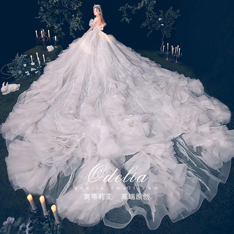 odelia advanced texture Palace style 202021 new French main wedding dress main yarn dress bride big tailed female