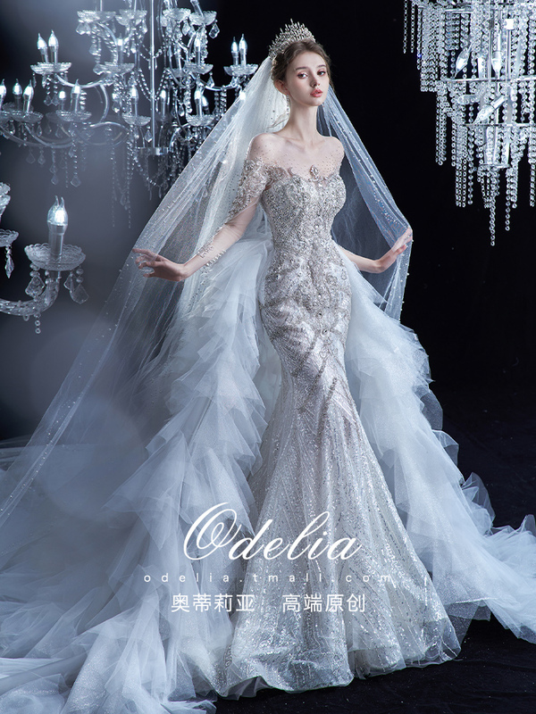 Odelia《Manee》Heavy-Duty Fishtail Off-Shoulder Long-Sleeve Autumn and Winter Wedding Dress 2026 New Bridal Train