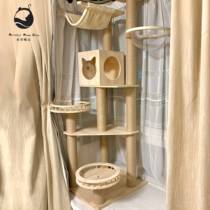 Water Stars Memeow New Pure Solid Wood Cat Climbing Cat Shelf Large Luxury Cat Nest Cat Catch Pillar Sword Hemp Rope Cat Villa