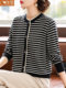 妈妈春秋装洋气薄款打底衫中年女装新款中老年时尚条纹针织上衣服