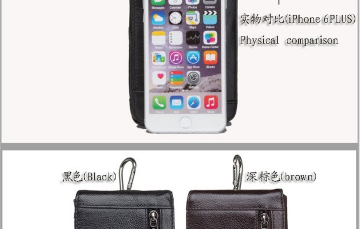 Thời trang dọc siêu mỏng 6 inch túi điện thoại di động Da nam lớp đầu tiên đeo điện thoại đeo thắt lưng Gói thẻ ví túi đeo chéo mlb