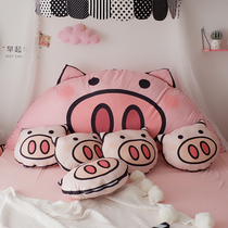 Girl Princess wind pig bed by big backrest cushion bedside pillow removable and washable 1 2 1 5 1 8 meters