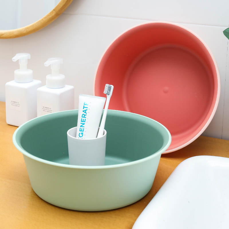 Contrast color washbasin household large laundry basin plastic basin foot basin baby thickening high-value small washbasin set