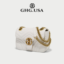 GHG light luxury brand summer white fashion lingge chain small bag female 2021 new messenger bag armpit bag