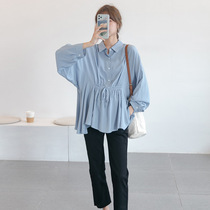 Pregnant women shirt autumn 2021 new spring and autumn loose Fashion Net Red Belly Belly tide mother long sleeve shirt top