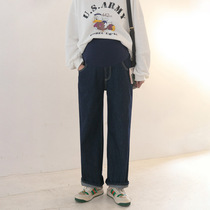 Pregnant women pants jeans Spring and Autumn wear autumn high waist belly pants tide mom loose casual trousers wide leg pants