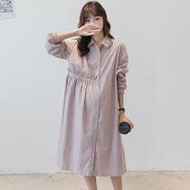 Autumn fashion foreign style pregnant womens clothing 2021 early autumn age age temperament tide mother spicy belly thin shirt dress