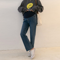 Pregnant women jeans casual trousers wear tide mother new spring and autumn autumn belly pants fashion casual straight pants