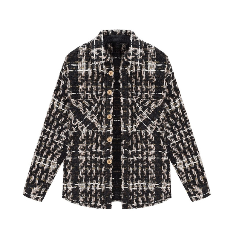Trendy Brand Original Chanel-Style Tweed Plaid Couple's Shirt Jacket, Spring and Autumn Style, Unisex Woven Long-Sleeve Shirt Trendy Brand Original Chanel-Style Tweed Plaid Couple's Shirt Jacket, Spring and Autumn Style, Unisex Woven Long-Sleeve Shirt