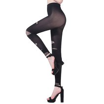 Uniform Red Umbrella Nine-Point Leggings Cool Summer Trendy Ripped Fishnet Stockings Seamless Anti-Snatch Durable Stockings for Women